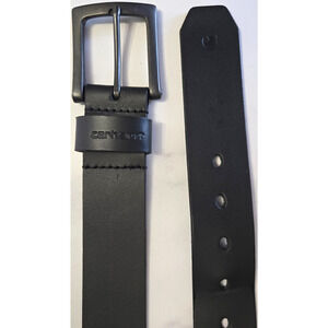 Carhartt Belt Mens 38 Black Leather Full Grain Heavy Casual Work Workwear Logo